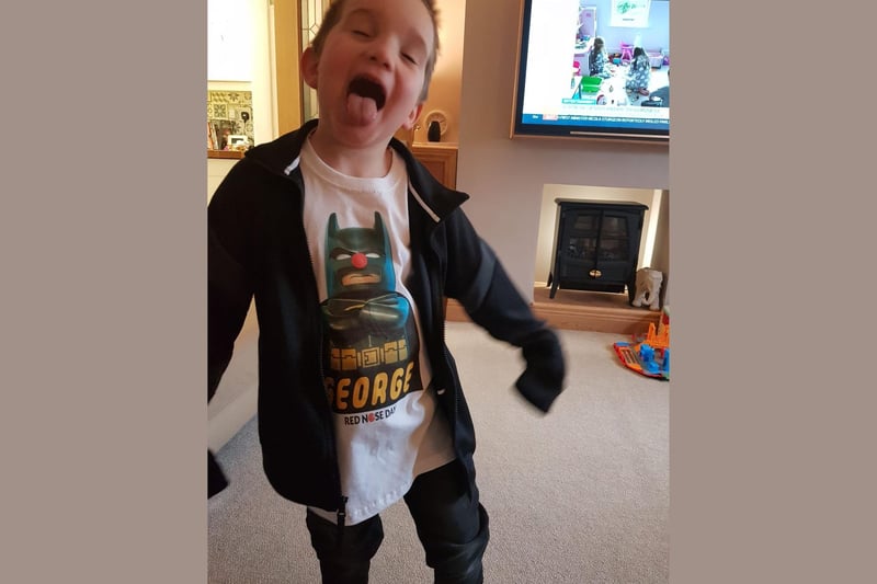 George, age 5, in his superhero t-shirt.