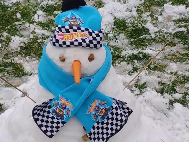 A Hot Wheels snowman.