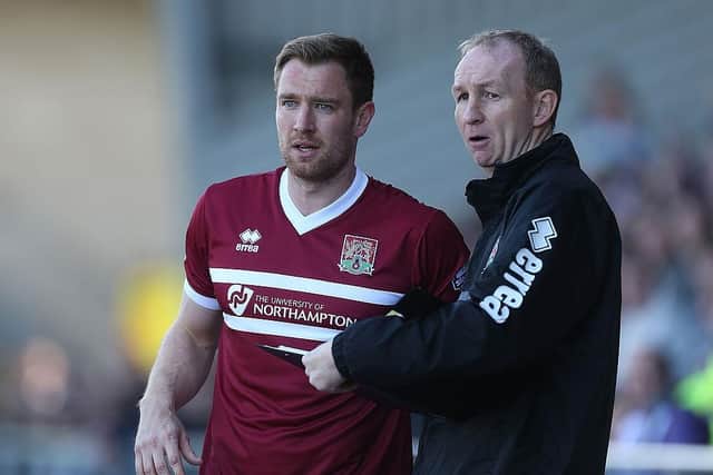 Kelvin Langmead with former Cobblers assistant Alan Knill in 2014.