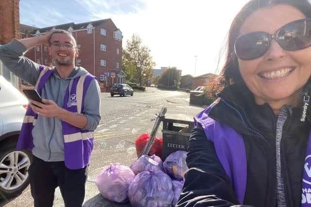 Avid litter picker Roman Turek and founder of the Northants Litter Wombles, Nicola Elliott.