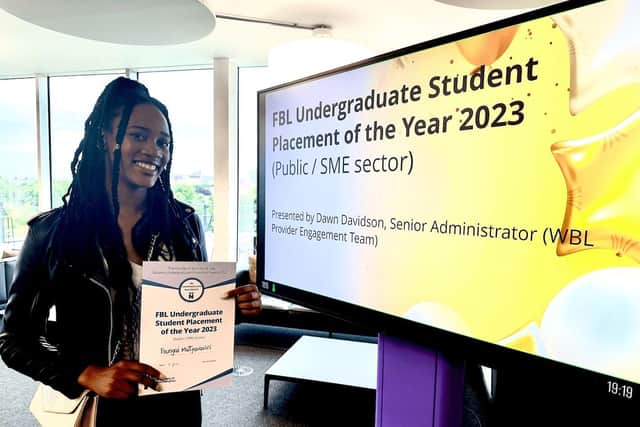 Tsungai Mutyavavari of Orange Juice Communications with her Placement of the Year award from the University of Northampton