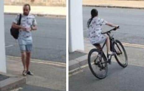 Police would like to speak to the man in the images.