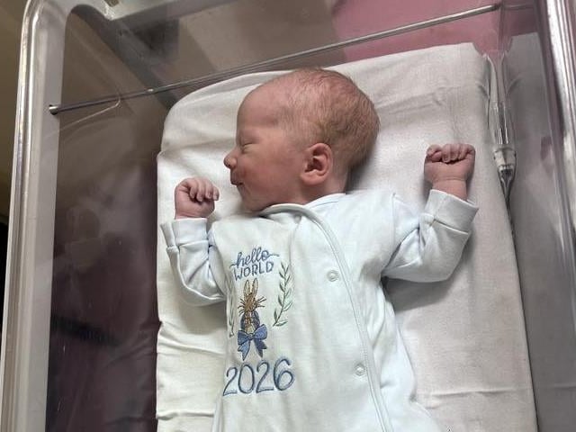 Oakley Gibson born at 4.37pm on March 4 at Northampton General Hospital, weighing 8lbs 1oz.