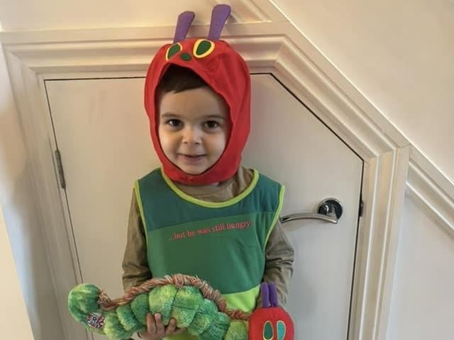Miles, aged four, as The Very Hungry Caterpillar.