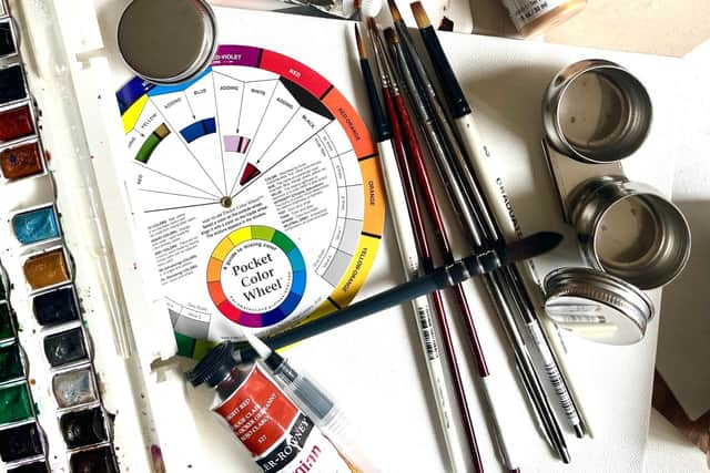 Just some of the art materials to be used on the 20th September 2-4pm for the 'Meet the Artists' at the Three Hares Art Gallery, Olney.