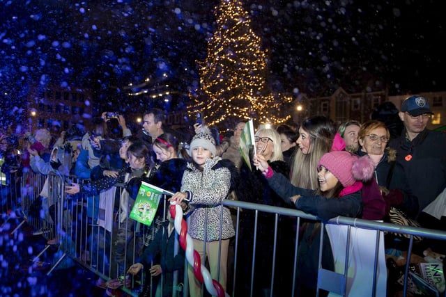 Panto stars, the town mayor, Santa and singer Billy Lockett joined the fun as Northampton switched on Christmas lights on Saturday (November 28).