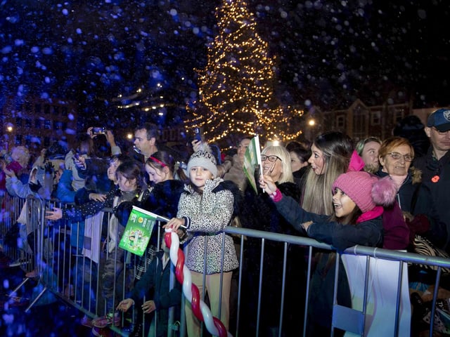 Panto stars, the town mayor, Santa and singer Billy Lockett joined the fun as Northampton switched on Christmas lights on Saturday (November 28).