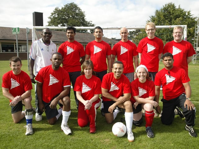 The University Of Northampton Waste Management Centre's ' Waste World Cup ' football tournament, with teams from all over the country. Pictured: Warmnet, the team from the University Of Northampton's Waste Management Centre. September 8, 2006