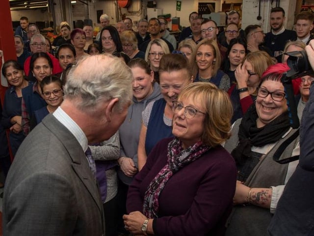 His Royal Highness toured the factory and met apprentices and factory workers in Northampton