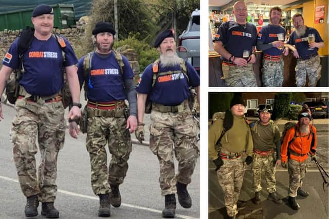 Veterans complete Combat Stress fundraiser left to right: Phil ‘Shorty’ Shortland, Lloyd Bryant and Simon ‘Si’ Forth /Sallie Army