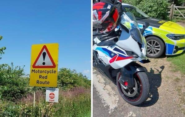 Northamptonshire Police pulled over the rider of this motorbike on a red route in the county