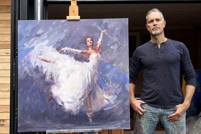 Artist Tony Hinchliffe with one of his works, Baby Stars