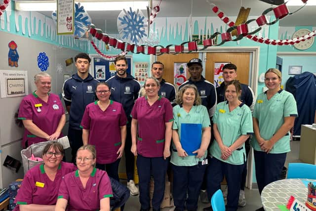 The Cobblers squad at Northampton General Hospital