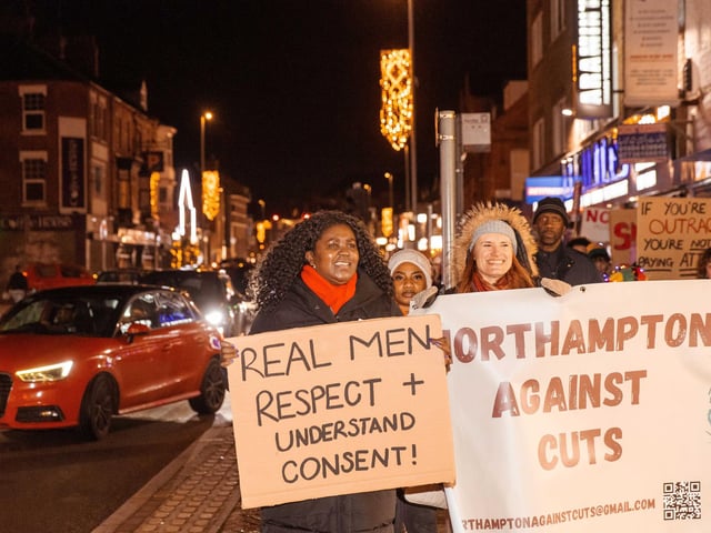 Activists joined the march on Friday November 28 to stand against violence towards women and girls.