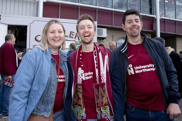 Northampton Town fans at Sixfields ahead of the playoff clash against Mansfield.