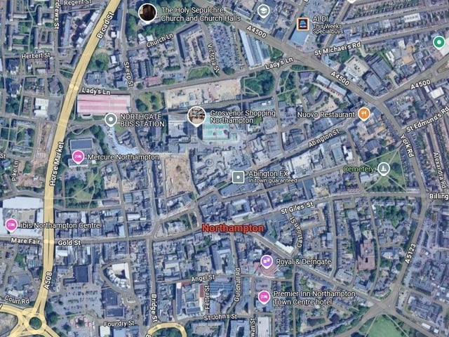 108 reports of anti-social behaviour were made relating to Northampton town centre, which means it comes in top of the list.