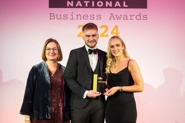 Acorn Analytical Services with their 2024 SME Northamptonshire Business Award.