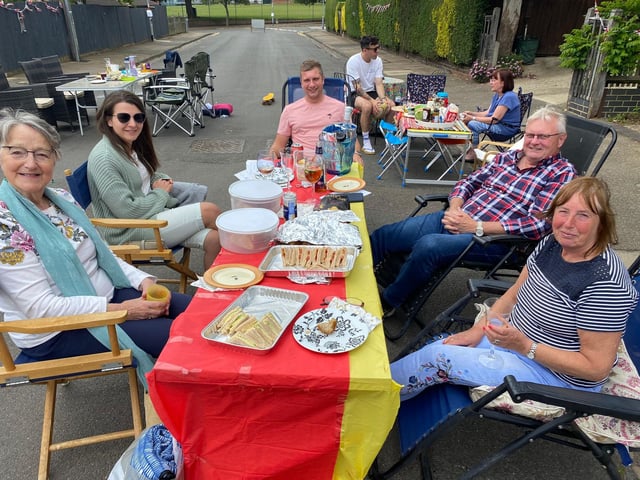 Rushmere Avenue celebrated with a cardboard cut out of the Queen.