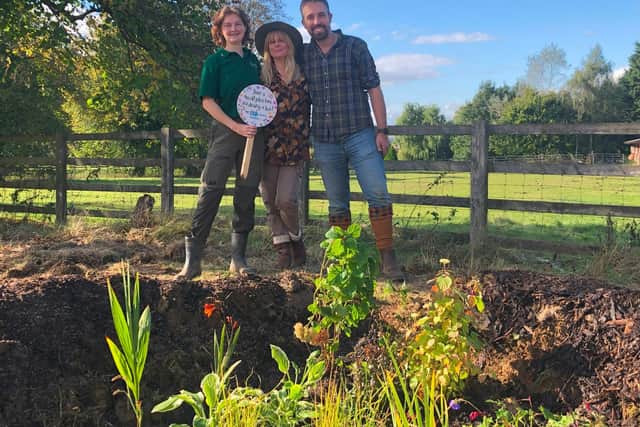 The RAIN Project team members including Rickileigh, Sarah and Tristan at the site of the first RAIN Garden