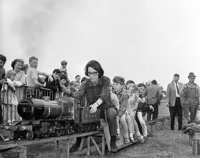 The miniature railway at the Corstorphine Round Table Fair in August 1965.