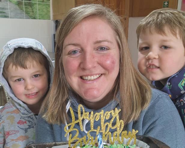 Milly Fyfe with sons Angus and Dougie celebrating the CIC's first birthday.