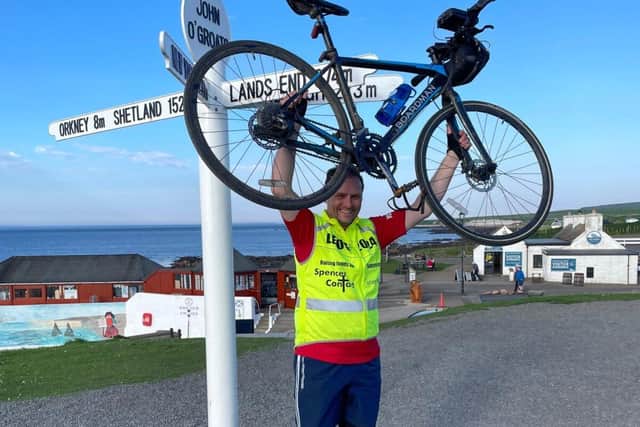 Steve Scarsbrook completing the gruelling solo LEJOG challenge