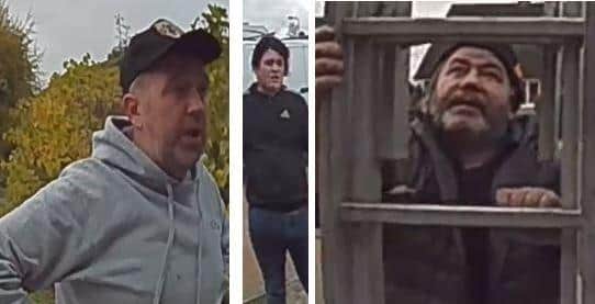 Police want to speak to the men in the image.