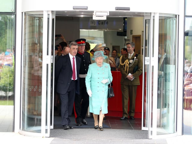 Her Majesty Elizabeth Queen II visits Corby International Swimming Pool in June 2012