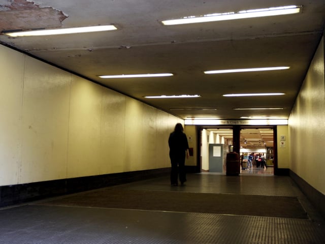 One of the underpasses into and leading from the Grosvenor Centre and the Greyfriars bus station