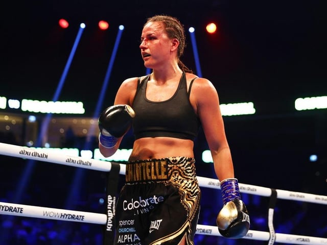 Chantelle Cameron walks back to her corner at the end of her 10-round battle with Jessica McCaskill (Picture: Francois Nel/Getty Images)