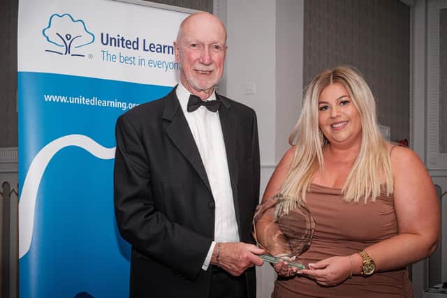 Amy Patterson from Northampton Academy collecting her award.