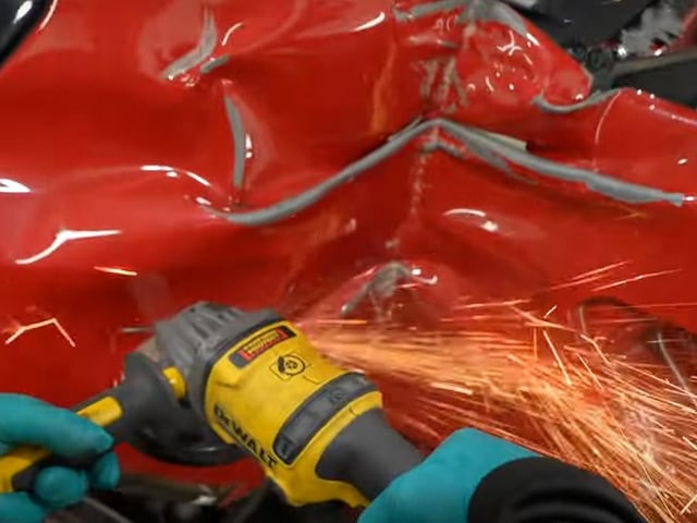 Mat needed to cut some of the body work away during the repair job on the BMW M3