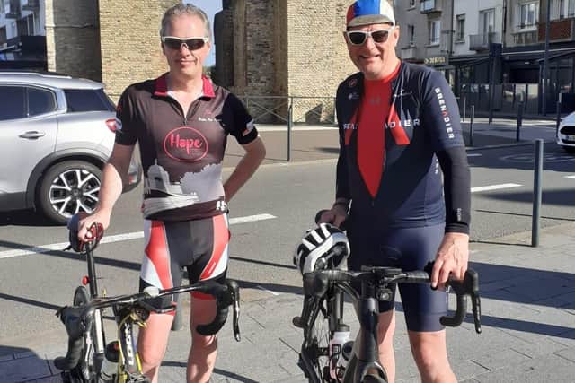 Ed Payne and Ian Allen pictured by Matt Tucker during their fundraising 250-mile cycle ride.