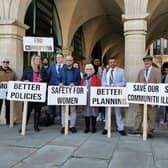 The HiMO action group protested outside the Guildhall before a council meeting last week