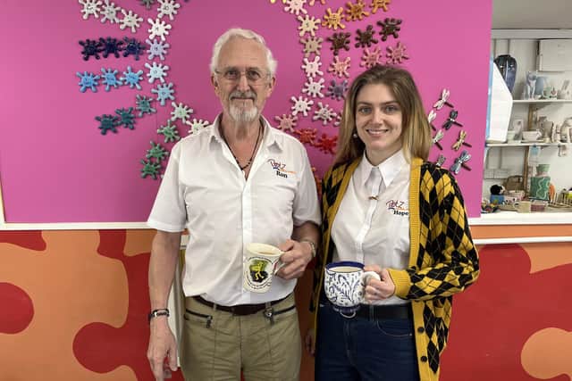 Director Ronald Gunn and manager Hope Dimmer run Potz Ceramic Studio, which offers a family-friendly environment for people of all ages and abilities with a desire to paint pottery.
