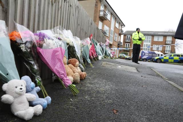 Floral tributes left at the scene
