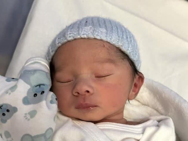Sebastian Gerard born on at 7.25am on January 1 at Northampton General Hospital, weighing 5lbs 2oz.