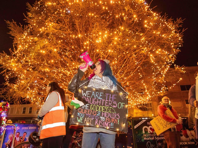 Activists joined the march on Friday November 28 to stand against violence towards women and girls.