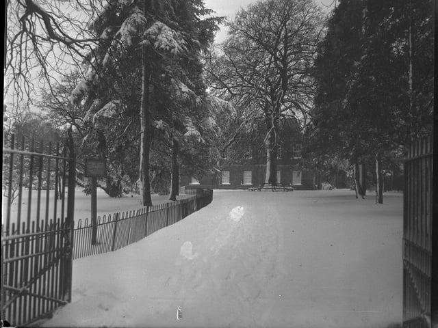Museum, Abington Park in the snow, January 9, 1968