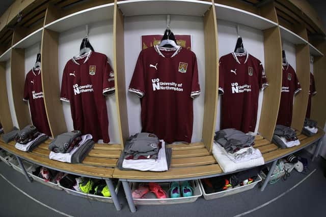 The home changing room ahead of Saturday's friendly between Northampton and Norwich at Sixfields.