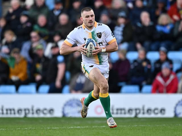 Ollie Sleightholme grabbed a hat-trick for Saints at Sandy Park (photo by Dan Mullan/Getty Images)