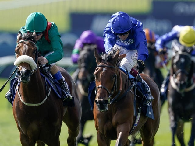 The most anticipated duel of the week is a re-match between the first two home in last month's Qipco 1000 Guineas at Newmarket, Mawj and Tahiyra. As our photo shows, Saeed Bin Suroor's race-hardened filly (right) prevailed by half a length that day, but Dermot Weld's Irish raider, owned by the Aga Khan, has since scooped the Irish equivalent and is fancied to turn the tables in the Coronation Stakes on Friday. The daughter of crack sire, Siyouni, oozes class and possesses a lethal turn of foot.