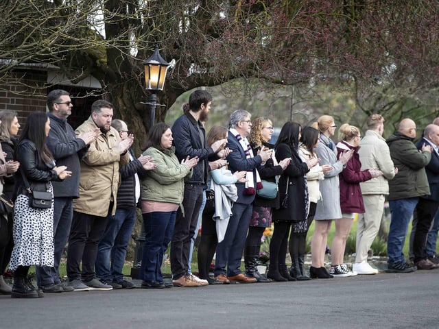 Hundreds gathered to pay their respects to the 20-year-old amateur footballer who tragically died last month