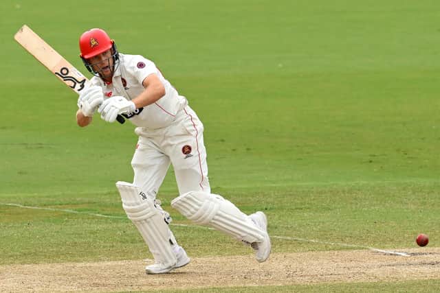 Nathan McSweeney in action for South Australia against Victoria in their Sheffield Shield clash on Tuesday. The pair meet again in the five-day final that starts next Thursday