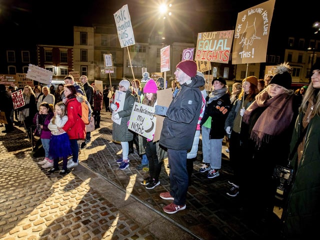 The event took place in Northampton on Friday November 2024 and saw dozens of activists march for an end to violence against women and girls.