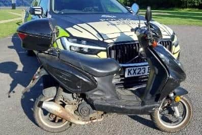 A stolen moped has been seized by police after reports of dangerous riding and near misses in a Northamptonshire village.