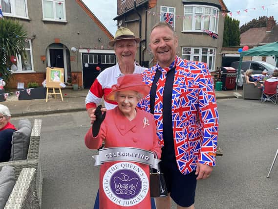 Rushmere Avenue celebrated with a cardboard cut out of the Queen.