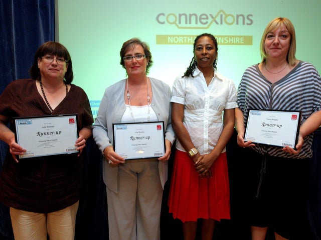 The 2009 Education Awards in conjunction with Term Time at the Freemasons Hall, Trinity Avenue, Northampton. Runner-up: Judy Webster - caretaker at Hartwell Primary School Runner-up: Julie Rowley - chair of governrs St Luke's CEVA Primary School Marissa Jacobs, Connexions Northamptonshire Runner-up: Tracey Shrigley - family support worker at Thorplands Primary School