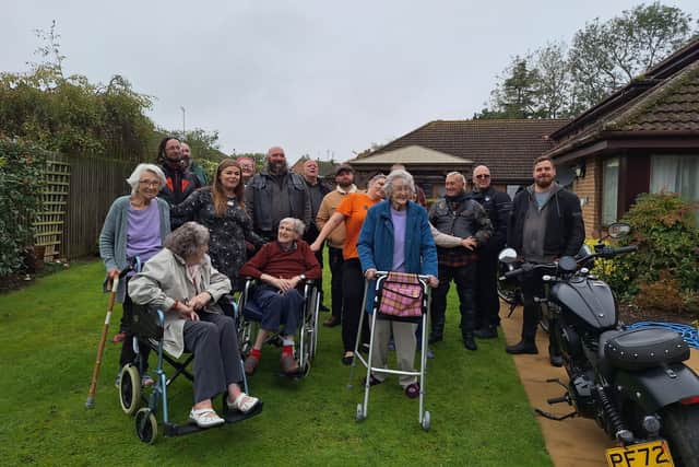 After learning of the residents' enthusiasm for biking, The King Billy Rock Bar regulars travelled from the pub to Ashurst Mews Care Home to make their day.