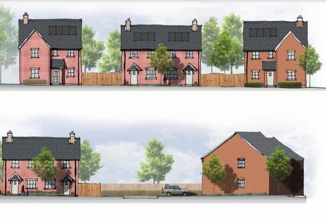 Artist illustrations of what the homes could look like from the street.